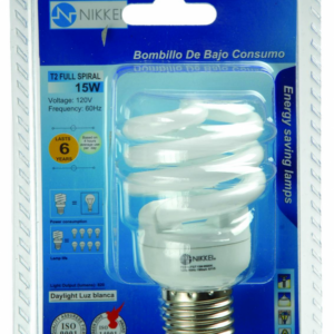 Bombillo Nikkei t2 Espiral 15 W.