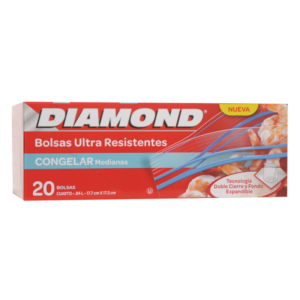 BOLSA ZIPPER DIAMOND P/FREEZER M 20UN