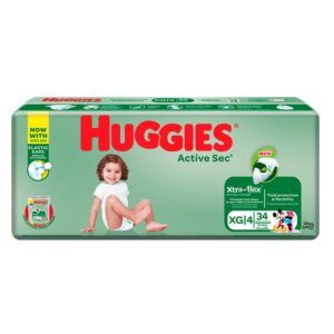 Pañales Etapa 4 Huggies Active Sec 34 Und/Paq
