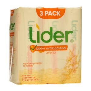 Jabón En Barra Antibacterial Con Avena Y Miel Líder 3 Und/Paq