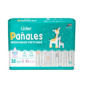 Pañales Desechables Etapa 4 Lider 32 Und/Paq