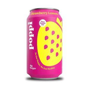 Soda Prebiotica Sabor Fresa Limón Poppi Soda 12 Onz