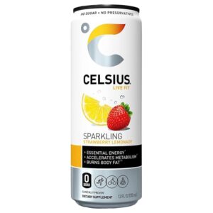 Agua Gasificada Saborizada Sabor Fresa Y Limón Celsius 12 Onz