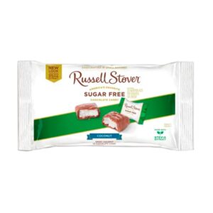 Cuadritos De Chocolate Relleno De Coco Sin Azúcar Russell Stover 3 Onz