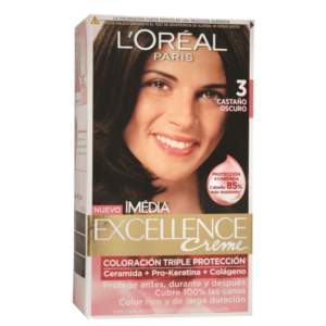 Tinte Loreal Excellence 3 Castaño Oscuro.