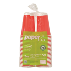 VASO PAPER PLUS ROJO 12 OZ 50 UN