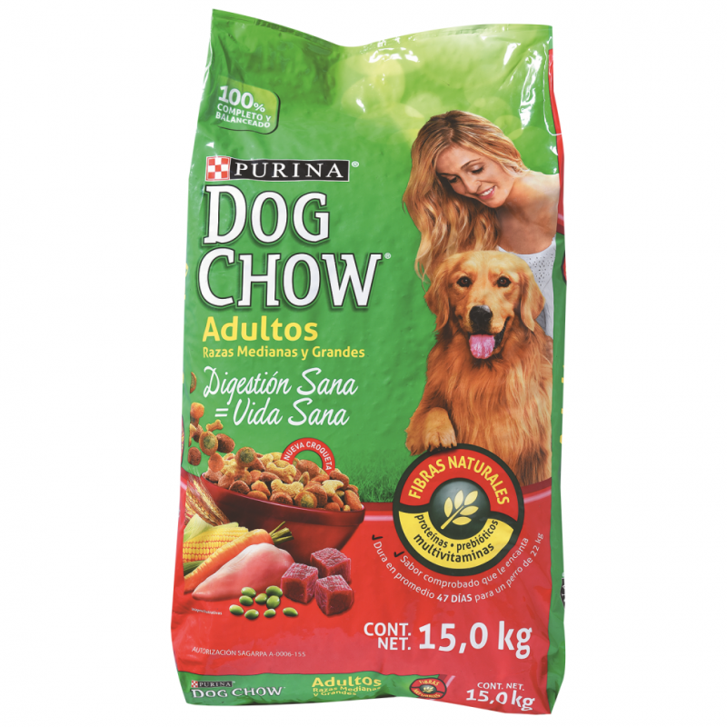 Alimento perros Purina Dog Chow Adulto Raza Med & Gr 15 kg,